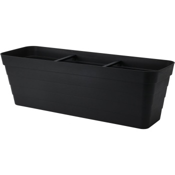 Preview: 2er-Set Rechteckiger Balkonkasten in Anthrazit – 60x20x19 cm – Pflanzenkübel mit integriertem Bewässerungssystem – Robuster Blumenkasten für Terrasse und Balkon