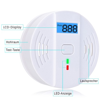 Preview: 2er-Set Kohlenmonoxid-Melder CO-Detektor mit LCD-Display, 85 dB Alarm, DIN EN5029 Zertifiziert, CO-Warner mit Speicherfunktion für Zuhause & Camping