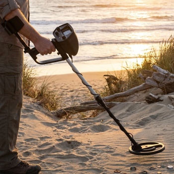 Preview: Profi Metalldetektor: 16cm Suchtiefe, wasserdichte 7,4 Zoll Suchspule – Ihr Schatzsucher für Münz- & Relikt-Jagd am Strand & Land