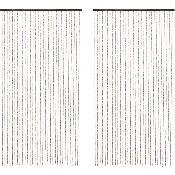 Preview: 2er-Set Türvorhang 90x180cm aus 31 Strängen mit bunten Bambusperlen – Dekorativer Raumteiler für ein gemütliches Wohnambiente – Blickfang für jeden Durchgang
