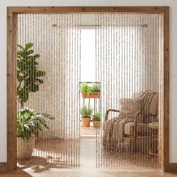 2er-Set Türvorhang 90x180cm aus 31 Strängen mit bunten Bambusperlen – Dekorativer Raumteiler für ein gemütliches Wohnambiente – Blickfang für jeden Durchgang