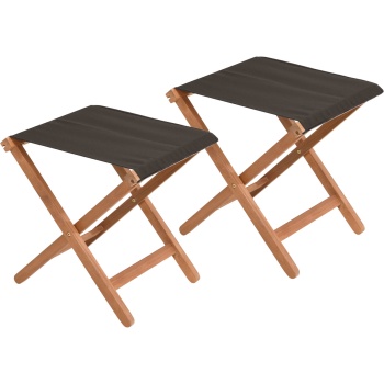 Preview: 2er-Set Komfortabler Klapphocker aus Holz – Wetterfester Gartenhocker & Camping Hocker klappbar – Stabiler Falthocker für Grillpartys, Camping und Angeln
