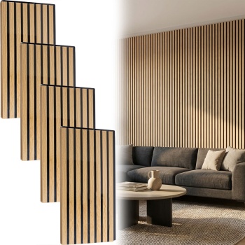 16er-Set Wandpaneele 60x30 cm in edler Holzoptik – Akustik-Wandverkleidung aus MDF & PET – Nachhaltiges Design FSC-zertifiziert für eine moderne Raumgestaltung