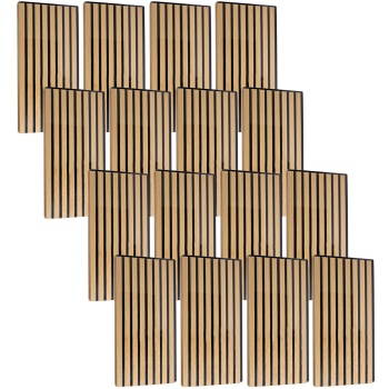Preview: 16er-Set Wandpaneele 60x30 cm in edler Holzoptik – Akustik-Wandverkleidung aus MDF & PET – Nachhaltiges Design FSC-zertifiziert für eine moderne Raumgestaltung