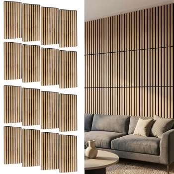 16er-Set Wandpaneele 60x30 cm in edler Holzoptik – Akustik-Wandverkleidung aus MDF & PET – Nachhaltiges Design FSC-zertifiziert für eine moderne Raumgestaltung