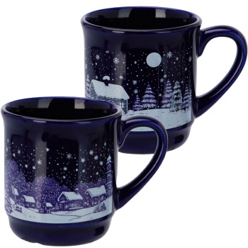 Preview: 2er-Set Edler Steinzeug Glühwein-Becher 200ml – Elegante Tassen mit 0,2l Fülllinie - Perfekt für Glühwein, Kaffee, Tee & Kakao, 8x8.5cm