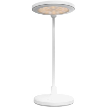 Preview: Elegante LED Schreibtischlampe mit Schminkspiegel & Akku, Weiss – Dimmbare Kosmetiklampe & Make-up Licht für Schminktisch & Büro, USB-C, 58.3cm