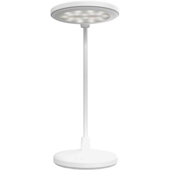 Preview: Elegante LED Schreibtischlampe mit Schminkspiegel & Akku, Weiss – Dimmbare Kosmetiklampe & Make-up Licht für Schminktisch & Büro, USB-C, 58.3cm