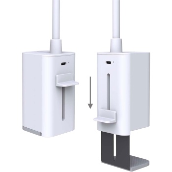 Preview: Elegante LED Schreibtischlampe dimmbar mit Klemme – Moderne Tischleuchte für Büro, Studium & Lesen, USB Akku Klemmlampe, Weiss