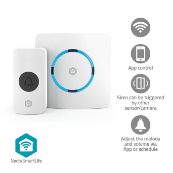 Preview: Smarte WLAN Funk Klingel Weiss – kabellose Türklingel für Smart Home, App-Steuerung, 60 Melodien, 100m Reichweite
