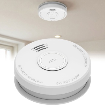 Fotoelektrischer Rauchmelder DIN EN 14604 Konform - Zuverlässiger Feuermelder mit 85dB Alarm & Prüftaste - 9V Batteriebetrieb & Montagematerial
