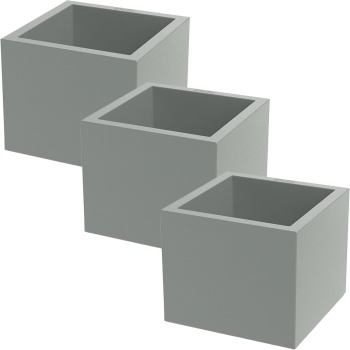 Preview: 3er-Set Blumentopf Quadratisch 38cm in Beton-Grau, Pflanzkasten 25L aus Kunststoff für Innen & Aussen, Frostsicher & UV-Beständig, Leichtgewicht