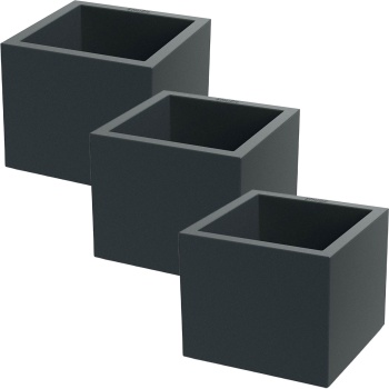 Preview: 3er-Set Blumentopf Quadratisch 38cm in Anthrazit, Pflanzkasten 25L aus Kunststoff für Innen & Aussen, Frostsicher & UV-Beständig, Leichtgewicht