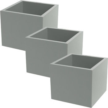 Preview: 3er-Set Blumentopf Quadratisch 47cm in Beton-Grau, Pflanzkasten 51L aus Kunststoff für Innen & Aussen, Frostsicher & UV-Beständig, Leichtgewicht