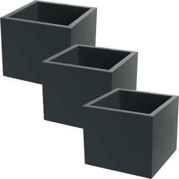 Preview: 3er-Set Blumentopf Quadratisch 47cm in Anthrazit, Pflanzkasten 51L aus Kunststoff für Innen & Aussen, Frostsicher & UV-Beständig, Leichtgewicht