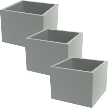 Preview: 3er-Set Blumentopf Quadratisch 58cm in Beton-Grau, Pflanzkasten 91L aus Kunststoff für Innen & Aussen, Frostsicher & UV-Beständig, Leichtgewicht
