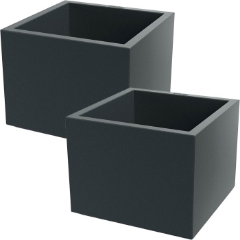 Preview: 2er-Set Blumentopf Quadratisch 58cm in Anthrazit, Pflanzkasten 91L aus Kunststoff für Innen & Aussen, Frostsicher & UV-Beständig, Leichtgewicht