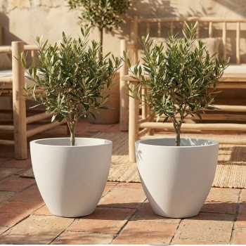 2er-Set Moderner Pflanzkübel Rund Ø58cm in Sand, Blumentopf 86L aus Kunststoff für Innen & Aussen, Frostsicher & UV-Beständig, Leichtgewicht