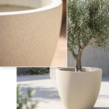 Preview: 2er-Set Moderner Pflanzkübel Rund Ø58cm in Sand, Blumentopf 86L aus Kunststoff für Innen & Aussen, Frostsicher & UV-Beständig, Leichtgewicht