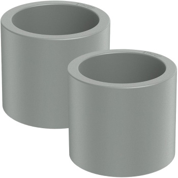 Preview: 2er-Set Moderner Blumentopf Rund Ø38cm in Beton-Grau, Pflanzkübel 19L aus Kunststoff für Innen & Aussen, Frostsicher & UV-Beständig, Leichtgewicht