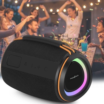Kompakter Bluetooth 5.4 Lautsprecher, 40W - Mobiler kabelloser Musik-Speaker, tragbar mit Akku für Outdoor & Zuhause, satter Sound, Schwarz/Orange