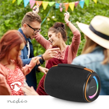 Preview: Kompakter Bluetooth 5.4 Lautsprecher, 40W - Mobiler kabelloser Musik-Speaker, tragbar mit Akku für Outdoor & Zuhause, satter Sound, Schwarz/Orange