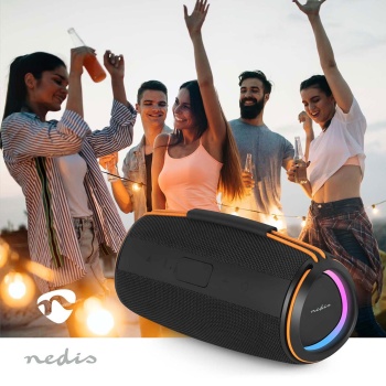Preview: Bluetooth 5.4 Lautsprecher, 60W - Mobiler kabelloser Musik-Speaker, tragbar mit Akku für Outdoor & Zuhause, satter Sound, Schwarz/Orange