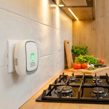 Preview: Gasmelder für die Steckdose – Methan & Erdgas Detektor mit 70dB Alarm & LED-Ring – EN50194 zertifiziert – Gaswarner für Küche, Therme & Heizung