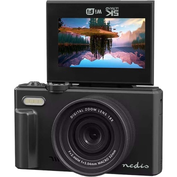 Preview: Digitale 4K Fotokamera – Profi Vlogging Kamera mit WiFi, Flip Screen & 75MP, Kompakte Vlog Fotokamera für Urlaub & YouTube, Schwarz