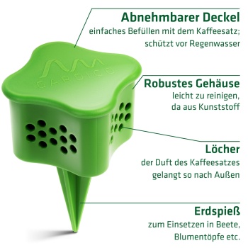 Preview: Effektive Schnecken-Verdufter Beetstecker im 6er-Set: Biologische Schneckenabwehr mit Kaffee, genialer Schneckenschutz für das Beet