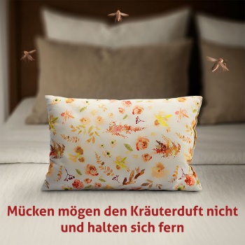 Preview: Mückenabwehr-Kissen mit Kräuterfüllung - Natürlicher Insektenschutz für Bett & Reise - Handgefertigt in Germany Baumwoll-Kissen gegen Mücken