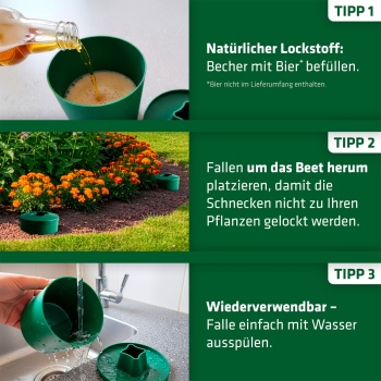 Preview: 2er-Set Effektive Schneckenfalle: Natürlicher Schneckenschutz & Schneckenabwehr für Beete – Giftfreie, biologische Bierfalle im Garten