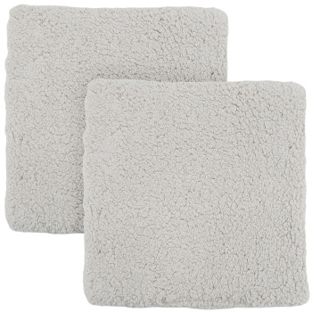 Preview: 2er-Set Sitzkissen in Lammfelloptik – 39 x 39 cm, taupe, für gemütlichen Komfort – Flauschiges & weiches Kunst-Fellkissen für Stuhl, Bank, Sessel
