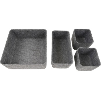 Preview: 4-teiliges Schubladen Organizer Set aus Filz – Drei verschiedene Grössen für perfekte Ordnung – Stabile Aufbewahrungsboxen mit verstärkten Seiten