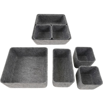 Preview: 4-teiliges Schubladen Organizer Set aus Filz – Drei verschiedene Grössen für perfekte Ordnung – Stabile Aufbewahrungsboxen mit verstärkten Seiten