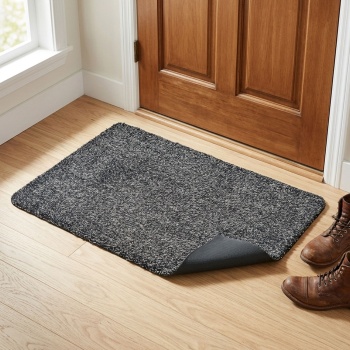 Schmutzfangmatte 70x46 cm Schwarz-Weiss - Fußmatte mit rutschfester TPR-Unterseite sowie strapazierfähiger Oberfläche für deinen Flur und Haustür