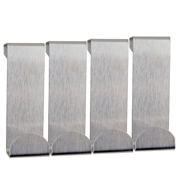 Preview: Türhaken Edelstahl 4er Pack - Türgarderobe ohne Bohren zum Einhängen, robuste Kleiderhaken für Türfalz bis 1,9 cm, für Bad, Schlafzimmer & Schränke