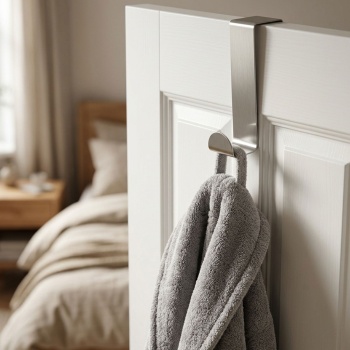 Preview: Türhaken Edelstahl 8er Pack - Türgarderobe ohne Bohren zum Einhängen, robuste Kleiderhaken für Türfalz bis 1,9 cm, für Bad, Schlafzimmer & Schränke