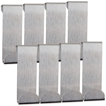 Preview: Türhaken Edelstahl 8er Pack - Türgarderobe ohne Bohren zum Einhängen, robuste Kleiderhaken für Türfalz bis 1,9 cm, für Bad, Schlafzimmer & Schränke