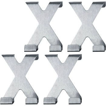 Doppeltürhaken X-Form Edelstahl – 4er Pack Türhaken ohne Bohren,je 5x6,5cm, Robuste Garderobenhaken für Bad, Schlafzimmer & Schranktüren