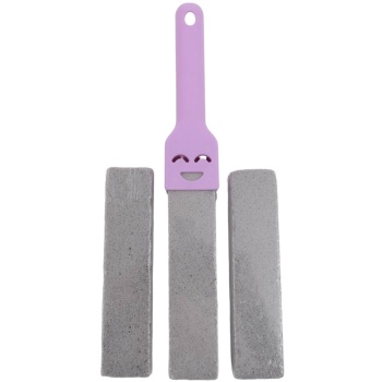 Preview: Bimsstein zur Toilettenreinigung im 3er-Pack mit ergonomischem Wechsel-Griff für eine gründliche, kratzfreie Entfernung von Kalk & Ablagerungen im WC