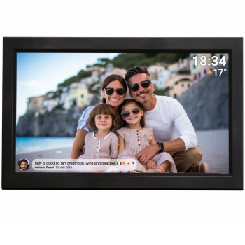 Preview: Interaktiver digitaler Bilderrahmen mit WLAN, Schwarz - Grosser Full HD Fotorahmen 15.6 Zoll als smarte Geschenkidee für Oma, Opa und Familie