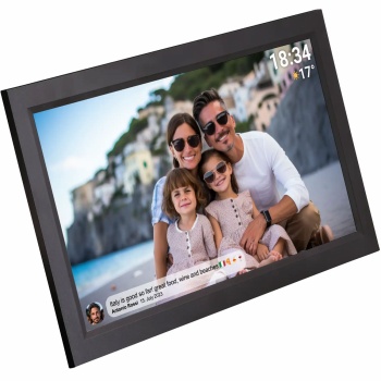 Preview: Interaktiver digitaler Bilderrahmen mit WLAN, Schwarz - Grosser Full HD Fotorahmen 15.6 Zoll als smarte Geschenkidee für Oma, Opa und Familie
