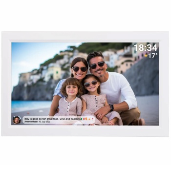 Preview: Interaktiver digitaler Bilderrahmen mit WLAN, Weiss - Grosser Full HD Fotorahmen 15.6 Zoll als smarte Geschenkidee für Oma, Opa und Familie