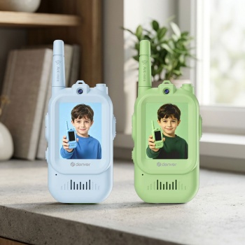 Kinder Video Walkie Talkie Set: 2 Tolle Funkgeräte mit Kamera für Spass im Freien & Drinnen, 2 Zoll Display, 200m Reichweite, Blau & Grün