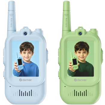 Preview: Kinder Video Walkie Talkie Set: 2 Tolle Funkgeräte mit Kamera für Spass im Freien & Drinnen, 2 Zoll Display, 200m Reichweite, Blau & Grün
