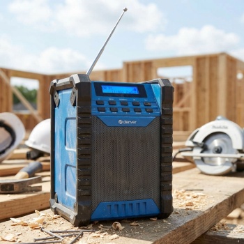 Robustes Akku Baustellenradio: Leistungsstarkes DAB+ FM Werkstattradio mit Bluetooth & USB-C - Wasserdichtes Outdoor Radio für Handwerker