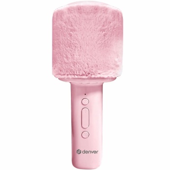 Preview: Bluetooth Karaoke Mikrofon mit Lautsprecher & flauschiger Oberseite Rosa – Tolles Bluetooth Party Mikrophon für Gesang, Feiern & Spass unterwegs