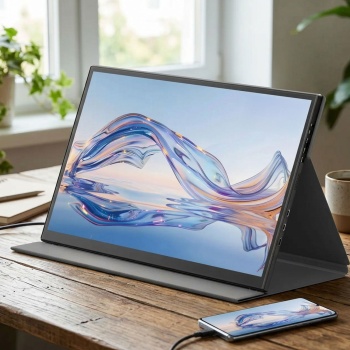 Tragbarer Monitor 18.5 Zoll Full HD IPS, 100Hz Mobiler Zweitbildschirm - Für Laptop, Mac, PS5, Xbox, Android Smartphone - Ultra-schlankes Display