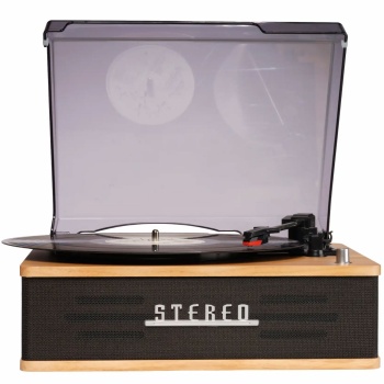 Preview: Edler Retro-Schallplattenspieler mit Bluetooth, kraftvollen eingebauten Lautsprechern & robustem Tonabnehmer für perfekten Vinyl-Klang
